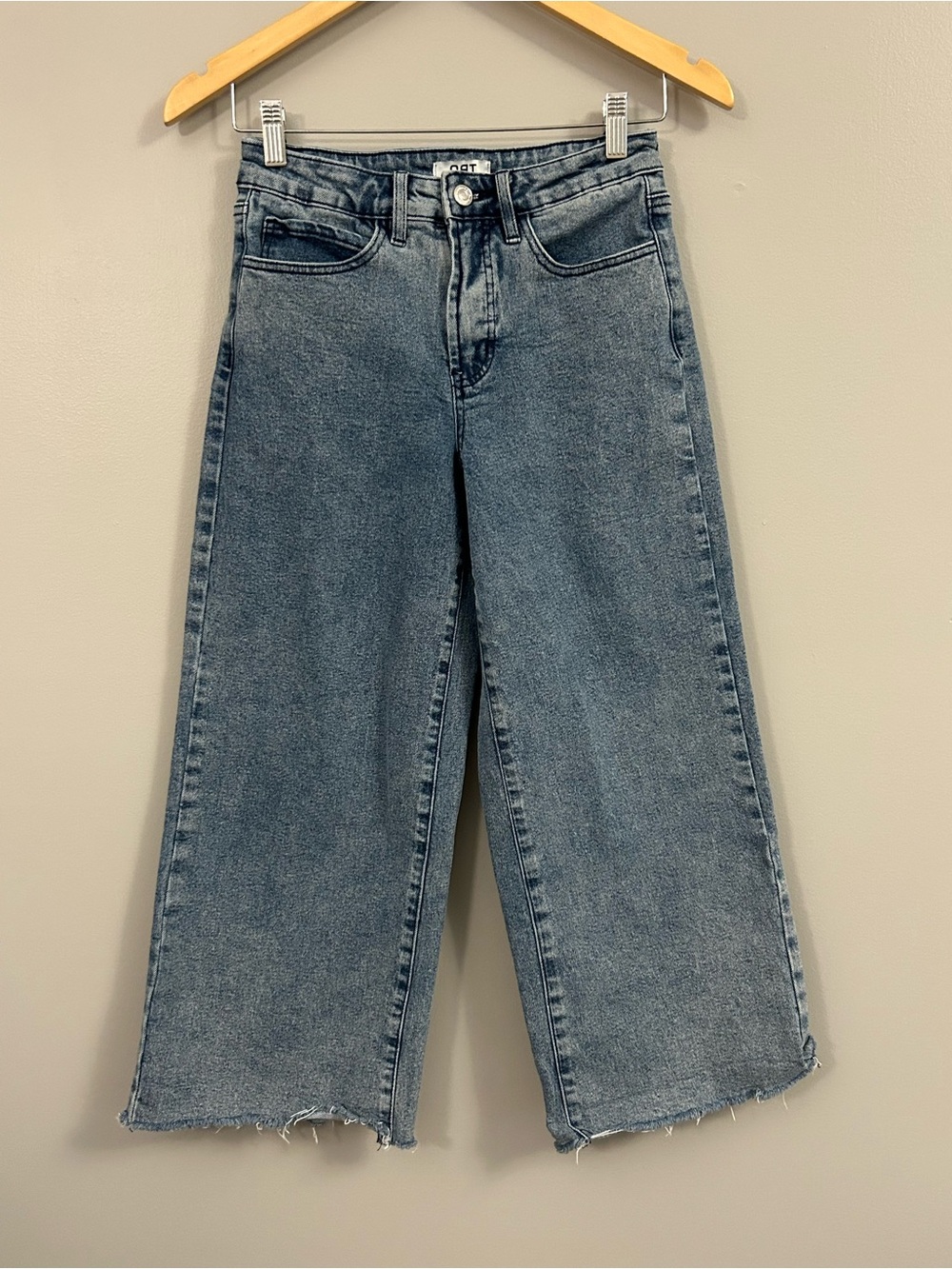 Oat New York Wide Leg Cropped Jeans in Faded Blue